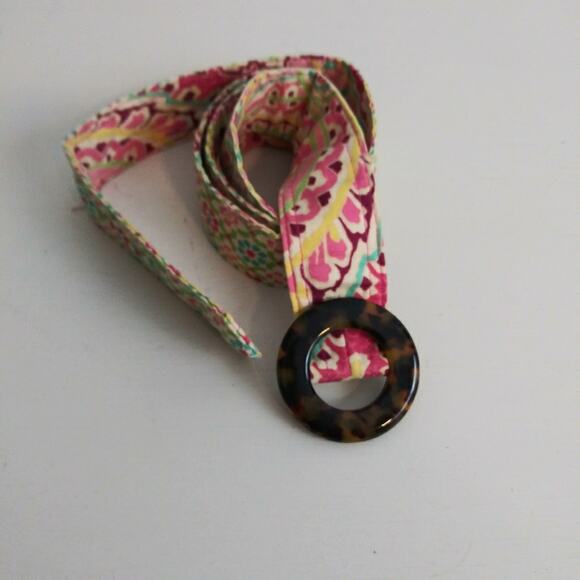 Vera Bradley quilted cloth belt One Size Yellow Pink - Picture 3 of 8